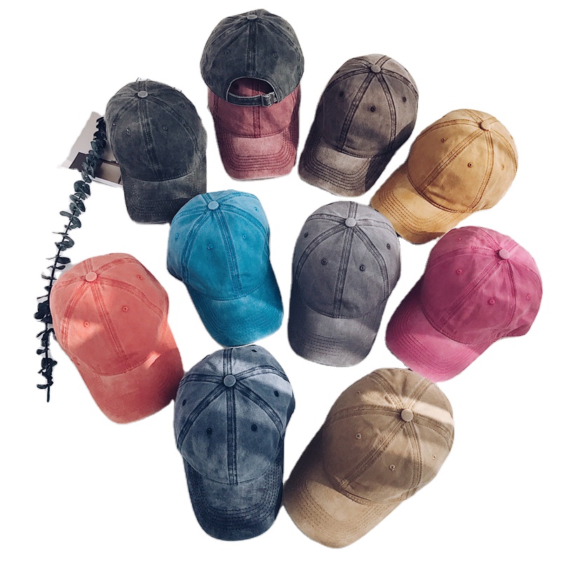 Регулируемая Снэпбэк Кепка унисекс в стиле ретро из хлопка, однотонная бейсбольная Спортивная Кепка с эффектом потертости