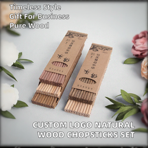 Ensemble de baguettes chinoises en bois naturel écologiques avec logo personnalisé, style japonais, 10 paires, emballage en boîte en papier, cadeaux d'affaires - Product Image 2