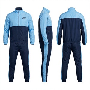 Survêtement Homme Rouge, Noir et Blanc à Blocs de Couleurs, Manches Longues, Fermeture Éclair, Col Montant, Coupe Sportive Droite, en Polyester, Idéal Printemps - Product Image 1