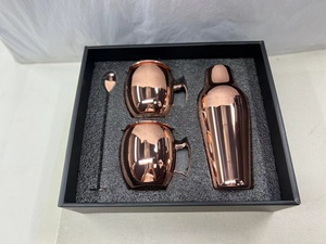 OEM khuyến mại quà tặng đồng Cocktail Shaker Đen Bộ Quà Tặng: Shaker, 2 Moscow Mule Đồng cốc, muỗng Bộ, bar barware Bar công cụ - Product Image 5