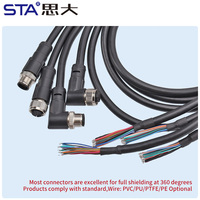 Connecteur circulaire étanche M14 mâle/femelle droit/à angle droit CAT5 hybride surmoulé blindé DIN pour câble d'alimentation et capteur PCB