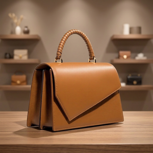 Bolso de Mano de Cuero Genuino Marrón Estilo Nuevo de BS International, Bolso Cruzado Personalizado para Mujer con Dos Correas, Cierre de Cremallera, Impermeable y Ligero para la Noche - Product Image 6