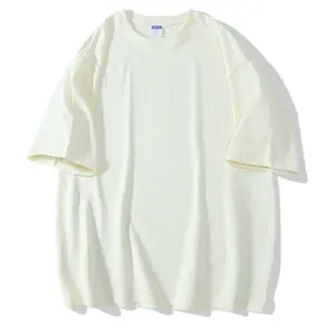 Kaus katun pria, pakaian kustom putih polos ukuran besar katun grafis untuk pria katun kualitas tinggi