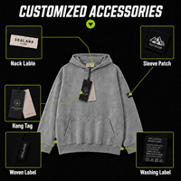 Sweat à capuche pour homme avec logo personnalisé, noir, en coton épais, effet délavé, coupe oversize, impression DTG, mode hiver, pull à capuche pour homme