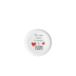 Plato de cerámica para pizza de 32 cm con cita italiana y diseño de corazones - Product Image 1
