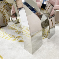 Table à manger rectangle, de luxe, moderne, pour 6 ou 8 personnes, avec dessus en verre trempé, en acier inoxydable, set de table avec chaises, livraison gratuite