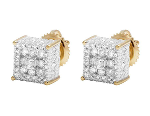 Statement <b>Silver</b> Square Earrings with Lab Grown Diamonds 10K Gold Plated Custom Jewelry for Fashion Events - Product Image 3