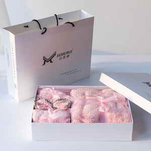 Juego de toallas de baño Jiemeirui de 4 piezas, toallas rosas con jacquard, con gorro para el cabello y lazos, para el hogar o como regalos corporativos. - Product Image 2