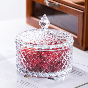 Boîte de rangement pour bonbons en verre romain décorée de bougies aromatiques, boîte de rangement pour bijoux en verre romain - Product Image 1