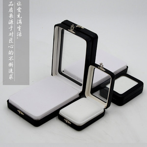 Vetro in pelle nera con serratura portatile con Display a <span class=keywords><strong>diamante</strong></span> sfuso in plastica in pelle sintetica con pietre preziose - Product Image 1