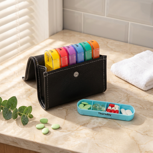 Medibox al por Mayor, 28 Compartimentos, Organizador Semanal de Pastillas para 7 Días, de Cuero y Plástico, a Prueba de Niños, Portátil - Product Image 6