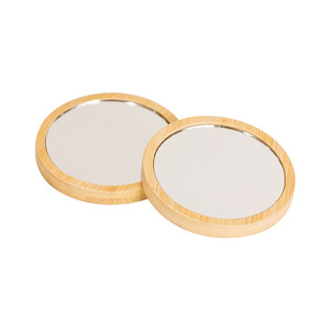Wholesale Bulk Order Wooden Circle <b>Vanity</b> <b>Mirror</b> Handheld Portable Durable with Custom Logo for Corporate Gift - Product Image 1