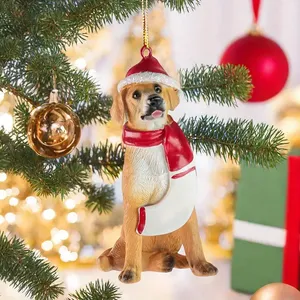 Ensemble d'ornements de Noël pour chien avec chapeaux de Père Noël, décoration suspendue en résine avec des motifs de Labrador Retriever, Schnauzer <span class=keywords><strong>et</strong></span> <span class=keywords><strong>Yorkshire</strong></span> Terrier - Product Image 3