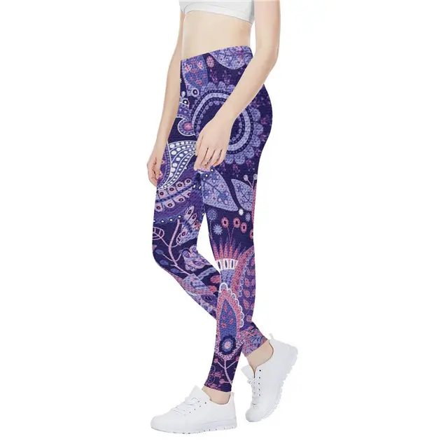 Hiçbir adedi yeni tayt Yoga pantolon kadınlar çiçek Mandala baskılı egzersiz spor vücut geliştirme Legging Yoga için