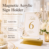 Support de signalisation magnétique en acrylique avec base, cadre transparent double couche pour menu, numéro de table, signalisation « réservé »