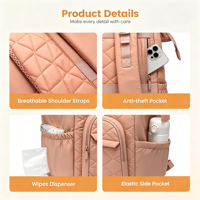 Petit sac à dos à langer en polyester résistant à l'eau, mini sac à langer pour bébé fille ou garçon, sac à dos à langer pour maman et papa, pour poussette