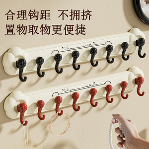 Eight <b>Hook</b> Suction Cup Wall Mounted Robe <b>Hooks</b> ABS Material Strong <b>Adhesion</b> Bathroom Storage Multi Row <b>Hook</b> Set - Product Image 3