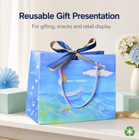 Sac fourre-tout de luxe recyclable pour enfants, motif petites fraises, pour bonbons et collations, avec emballage en carton