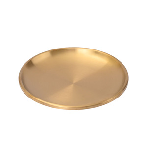 จานกลมสแตนเลสสองชั้นสีทอง เกรดอาหาร 304 สำหรับร้านอาหาร บาร์บีคิว จานตื้น สีพื้น - Product Image 4