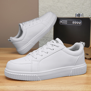 รองเท้าเดรสผู้ชายสีขาวสไตล์เกาหลี คุณภาพสูง โลโก้สั่งทำพิเศษ หนัง PU พื้นยาง แบบ Boat Shoe - Product Image 5