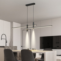 Lustre LED noir au design nordique moderne, longue lampe suspendue, éclairage d'intérieur, luminaire de plafond, idéal pour un salon, un bureau ou une cuisine