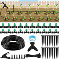 Sistema de Riego por Goteo de 66 Pies para Jardín con 20 Boquillas Ajustables, Sistema de Riego Automático con Manguera de 1/4 de Pulgada, Ahorra Agua