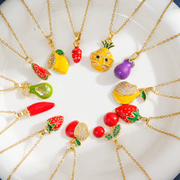 LUOYUNE Collier Pendentif Fruit en Laiton Plaqué Or 18K Émail Tropical Zircon 5A Bijoux Charme pour Cadeau Vente en Gros ODM
