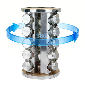 Organizador de especias giratorio vertical de 20 frascos, estante de vidrio para cocina, estante giratorio para especias, soporte para hierbas - Product Image 1