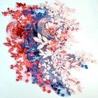 Applique en dentelle à coudre, fleurs 3D en PVC plastique avec sequins, pour robe de mariée et décoration de chapeau WEF-888