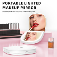 Miroir de maquillage compact portable pliable de voyage, petit miroir de poche avec logo personnalisé, miroir de maquillage avec lumière LED