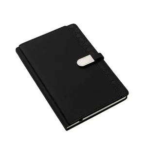 High quality personalized mini A5 notebooks pu leather notebook cover With USB