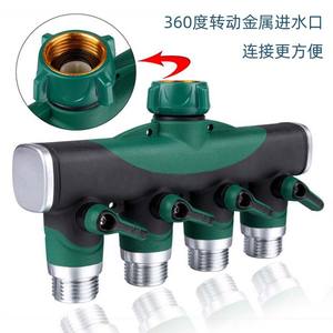 Distribuidor de agua de cuatro vías, conexión roscada, conector de manguera de jardín de plástico para riego de césped, uso en exteriores - Product Image 5