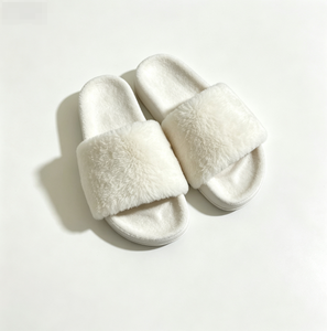 Cozy Women Fog Grey Coral Velvet Faux Fur Slippers Quilted Upper Low Platform Indoor Custom Sole For Buying Agents Home Ladies A - Product Image 5