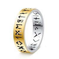 Bague creuse nordique viking de 8 mm, bijoux rétro en acier inoxydable avec runes pour hommes et femmes
