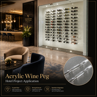 Support mural personnalisé en acrylique pour bouteilles de vin – Présentoir transparent pour cave à vin, bar, restaurant, villa, hôtel et projets