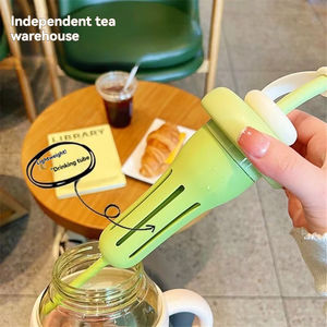 Grande bouteille d'eau en plastique de 1400 ml avec paille anti-fuite, mignonne et portable, pour enfants, idéale pour les sports d'été - Product Image 6