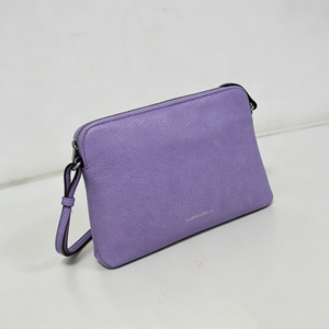 <b>Lavender</b> Pebbled Genuine Leather Crossbody <b>Bag</b> Front Zip Pocket Adjustable Strap Women Small Shoulder Purse - Product Image 3