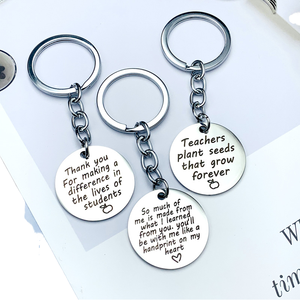 Newstar Teachers' Day Gift Engraved Stainless Steel <b>Letter</b> Keychain Glitter - Product Image 1
