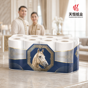 Papel Higiénico de Lujo Turcomanístano Golden Horse, Patrón del Camino de la Seda, Herencia Nómada, Suave, 3 Capas, en Relieve, Paquete a Granel para Hoteles - Product Image 1