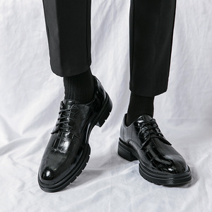 Chaussures habillées en cuir véritable pour hommes, bout rond, à lacets, semelle extérieure en caoutchouc antidérapante, pour le bureau, la carrière, les occasions formelles - Product Image 3