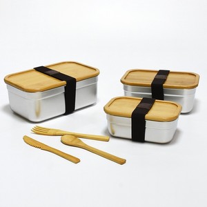 Bacs de rangement des aliments en acier inoxydable Nicety boîtes à lunch en métal rectangulaire étanches ensemble de boîtes à lunch en acier inoxydable <span class=keywords><strong>avec</strong></span> couvercles de verrouillage en bambou - Product Image 1