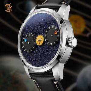 นาฬิกาแบบกลไกอัตโนมัติ OEM แบบกำหนดเองได้ พร้อมกลไก Wandering Hours ที่เป็นเอกลักษณ์ ไม่มีโลโก้ หน้าปัดหินอะเวนเจอรีนสีน้ำเงินดำ - Product Image 2