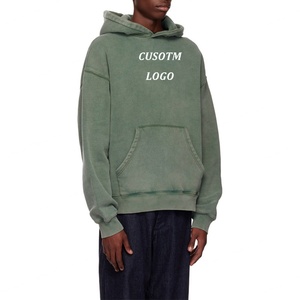 Sweat-shirt à capuche surdimensionné en molleton de coton pour homme avec poche kangourou et logo personnalisé – Vente en gros - Product Image 2