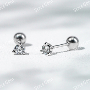 Starsgem 0.1ct 2,8mm Redondo Corte Brillante Lab Grown Diamond 18K Oro Blanco Lujo Unisex Stud Pendientes - Product Image 1