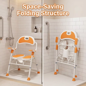 Silla de Ducha Plegable con Ranuras 3D <span class=keywords><strong>RUFU</strong></span> RF3209A, Marco de Aluminio con Recubrimiento en Polvo, Reposabrazos de Plástico Abatibles, Asiento y Respaldo de EVA Moldeado por Soplado - Product Image 6