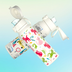 New Cartoon Design 550ml Stainless Steel Double Wall Insulated Kids Water Bottle Termos With Straw - Product Image 6
