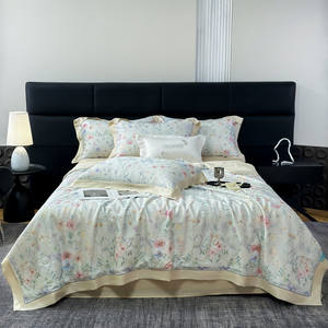 Juego de Edredón de Verano de 4 Piezas, Diseño Floral de Lujo, Estampado 3D, Edredón de Lyocell Reversible, Juego de Ropa de Cama para Dormitorio, Venta al Por Mayor - Product Image 1