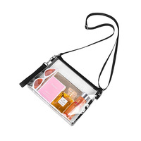 Tas Selempang PVC Transparan Tahan Air Dengan Tali Pergelangan Tangan yang Dapat Dilepas dan Tali Pengikat yang Dapat Disesuaikan untuk Penyimpanan Makeup saat Bepergian