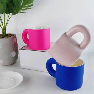 Tasse en céramique mate avec poignée large et Logo personnalisé, tasse à café en céramique de 330ml, Style Ins, tasses de voyage en céramique de 11oz avec grande poignée - Product Image 3