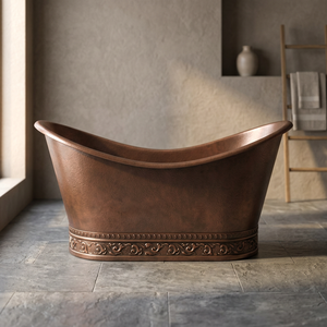 Baignoire ovale autoportante en cuivre, baignoire de luxe en métal pour adultes, pour la baignade à domicile - Product Image 2